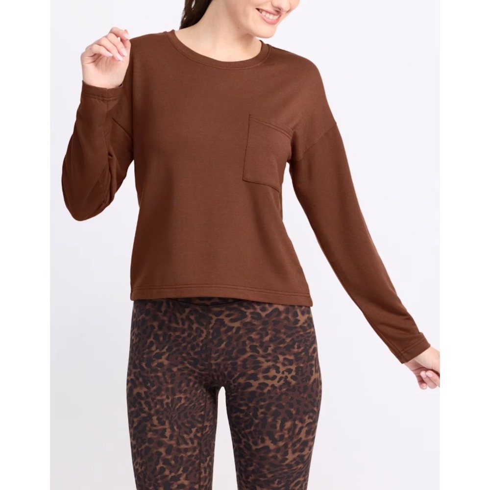 Threads 4 Thought Shaina Modal Terry Pocket Long Sleeve‎ Brown Medium NWT